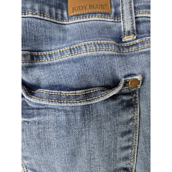 Judy Blue Jeans Womens 7 28 Blue Relaxed Fit Distressed Raw Hem Stretch Denim - Picture 5 of 13